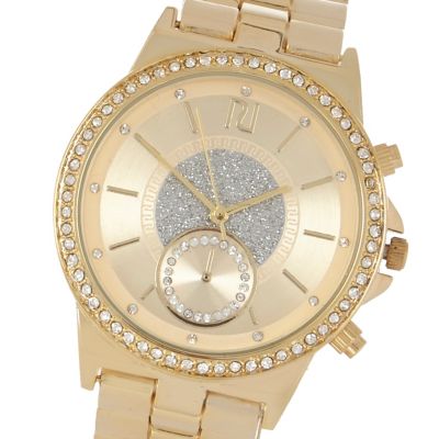Gold tone embellished watch